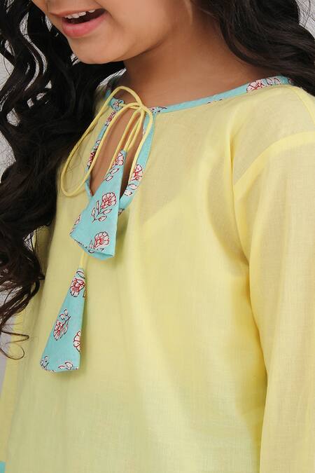 Shop THE COTTON STAPLE Yellow Cotton Kurta Set Online at Aza Fashions Shop_THE COTTON STAPLE_Yellow Cotton Kurta Set _Online_at_Aza_Fashions