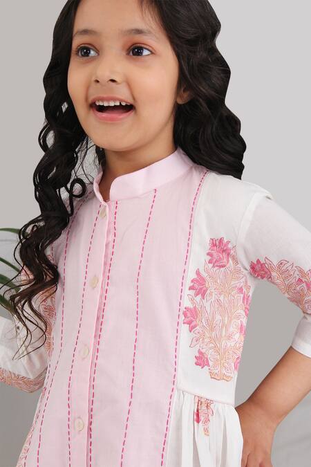 Shop_THE COTTON STAPLE_White Cotton Embroidery Printed Dress_Online_at_Aza_Fashions