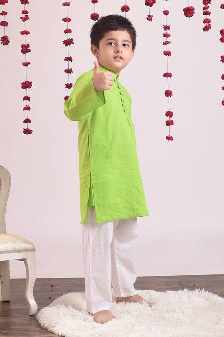 THE COTTON STAPLE_Green Cotton Kurta Set _Online_at_Aza_Fashions
