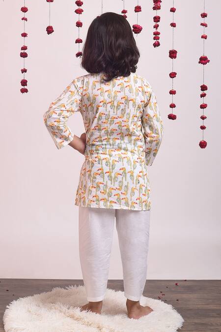 Shop_THE COTTON STAPLE_White Cotton Printed Kurta Set _at_Aza_Fashions