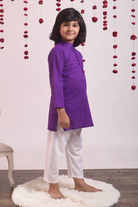 THE COTTON STAPLE_Purple Cotton Kurta Set _Online_at_Aza_Fashions
