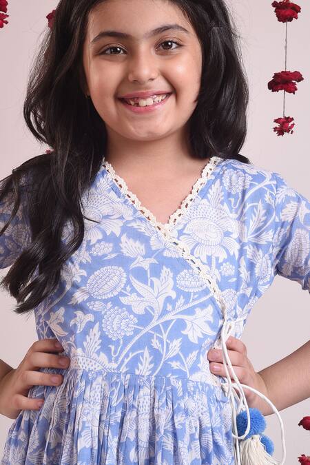 Shop THE COTTON STAPLE Blue Cotton Lace Printed Dress Online at Aza Fashions Shop_THE COTTON STAPLE_Blue Cotton Lace Printed Dress _Online_at_Aza_Fashions