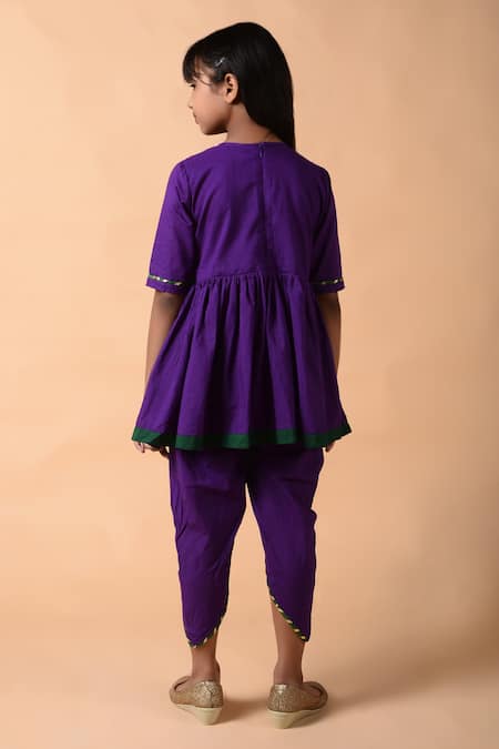 Shop THE COTTON STAPLE Purple Cotton Embroidery Anarkali And Dhoti Pant Set at Aza Fashions Shop_THE COTTON STAPLE_Purple Cotton Embroidery Anarkali And Dhoti Pant Set _at_Aza_Fashions