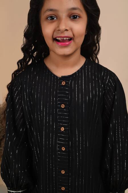 Shop THE COTTON STAPLE Black Cotton Tassels Jhilmil Gota Embroidered Tunic Online at Aza Fashions Shop_THE COTTON STAPLE_Black Cotton Tassels Jhilmil Gota Embroidered Tunic _Online_at_Aza_Fashions