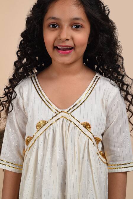 Shop_The Cotton Staple_White Cotton, Lurex Gota Patti Meher Embroidered Tunic _Online_at_Aza_Fashions