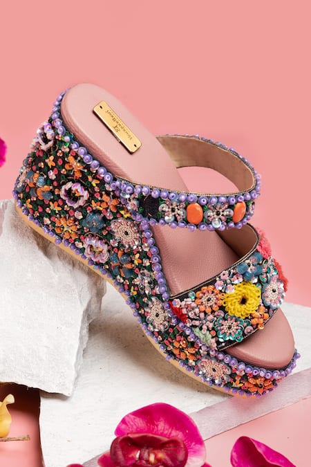 Floral discount wedge sandals