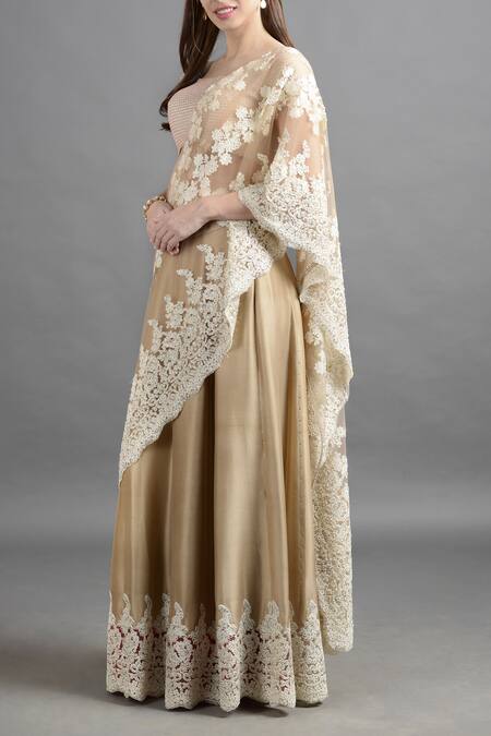 Kavita D Beige Silk Lehenga Set