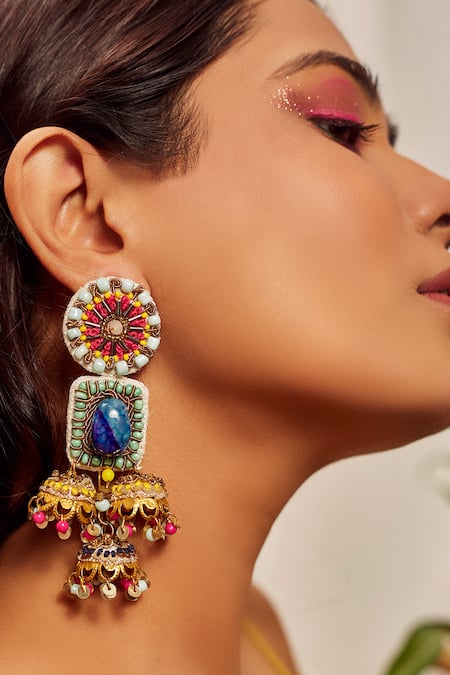 Kanyaadhan By Dhirajaayushi Moti Embroidered Earrings