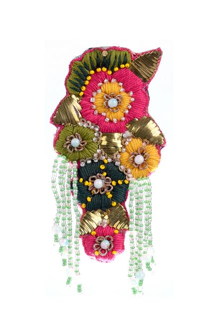 Kanyaadhan By Dhirajaayushi_Multi Color Sequins, Beads Floral Embroidered Earrings _Online_at_Aza_Fashions