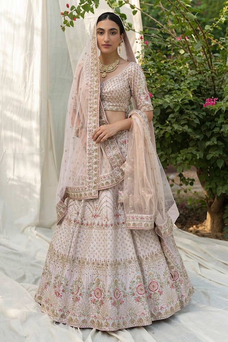 Exquisite Look Pink Color Dori And Sequins Work Wedding Wear Lehenga