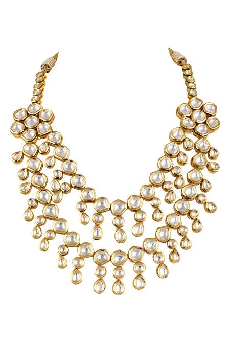 Anayah Jewellery_Gold Plated Kundan Kenya Layered Necklace Set_Online_at_Aza_Fashions