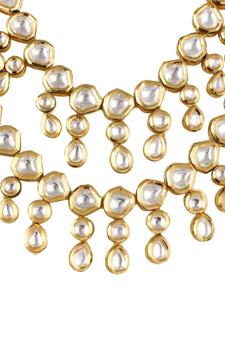 Shop_Anayah Jewellery_Gold Plated Kundan Kenya Layered Necklace Set_Online_at_Aza_Fashions
