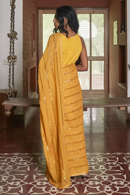 Mustard Color Lucknowi Bandhani Saree In Georgette Fabric – Sankalp The  Bandhej Shoppe