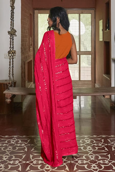 Peeli Dori Handloom Organic Dyed Chanderi Saree 