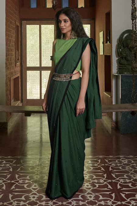 Buy Suta Green Plain Saree Without Blouse for Women Online @ Tata CLiQ