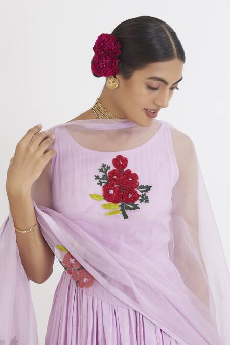 Peeli Dori Purple Rose Cotton Embroidery Round Anarkali With Dupatta at Aza Fashions Peeli Dori_Purple Rose Cotton Embroidery Round Anarkali With Dupatta _at_Aza_Fashions