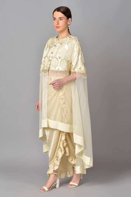 Buy Keith Gomes White Silk, Organza, Georgette Round Embroidered Cape And Skirt Set Online at Aza Fashions Buy_Keith Gomes_White Silk, Organza, Georgette Round Embroidered Cape And Skirt Set _Online_at_Aza_Fashions
