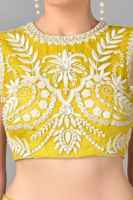 Shop_Keith Gomes_Green Organza, Cotton Silk Round Embroidered Sharara Set _Online_at_Aza_Fashions