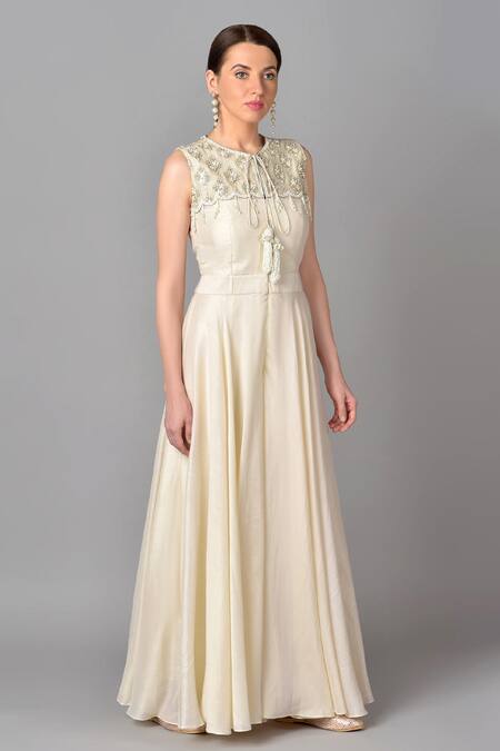 Keith Gomes_White Cotton Silk Round Embroidered Jumpsuit_Online_at_Aza_Fashions