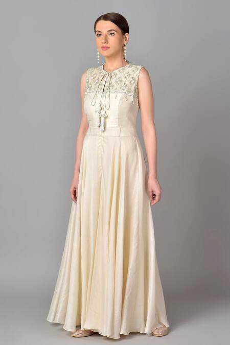 Buy_Keith Gomes_White Cotton Silk Round Embroidered Jumpsuit_Online_at_Aza_Fashions