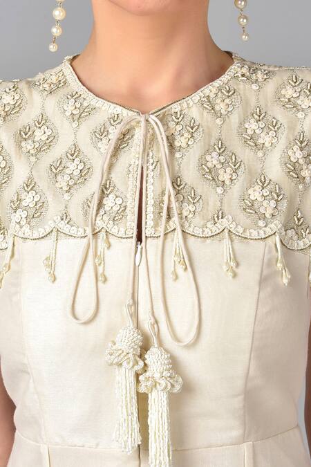 Shop_Keith Gomes_White Cotton Silk Round Embroidered Jumpsuit_Online_at_Aza_Fashions