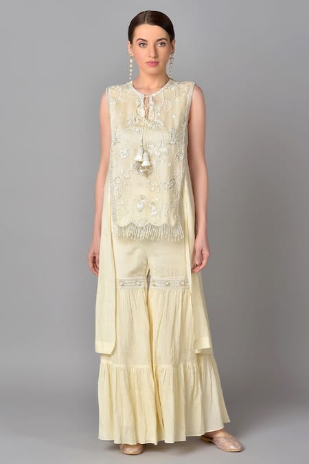 Keith Gomes Embroidered Kurta & Sharara Set 
