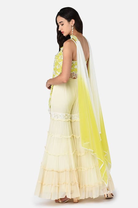 Keith Gomes Embroidered Kurta Sharara Set 