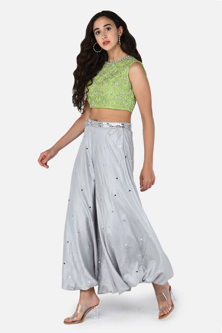 Final Sale Plus Size 2pc Set Tie Crop Top and Palazzo Pant Set in Mult –  Chic And Curvy