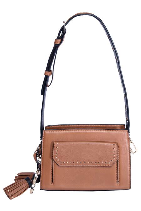 Kaeros_Brown Tassel Sling Bag_Online_at_Aza_Fashions