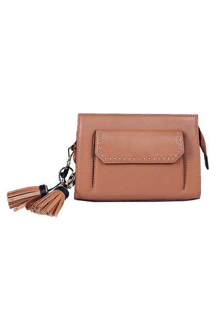 Buy_Kaeros_Brown Tassel Sling Bag_Online_at_Aza_Fashions