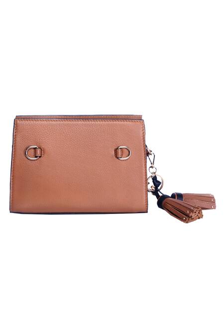 Shop_Kaeros_Brown Tassel Sling Bag_Online_at_Aza_Fashions