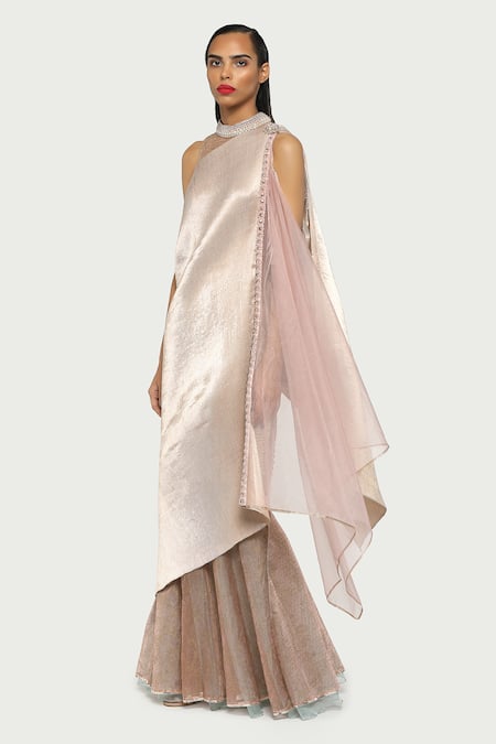 Kiran Uttam Ghosh Pink Pre-draped Skirt Saree Set