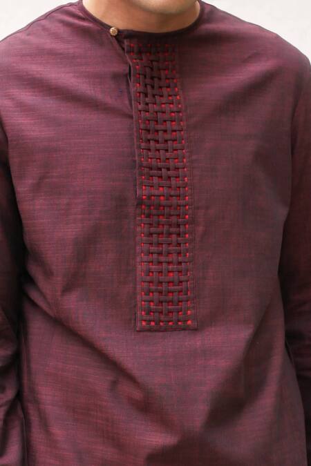 Buy_Kaha_Red Cotton Straight Short Kurta_Online_at_Aza_Fashions