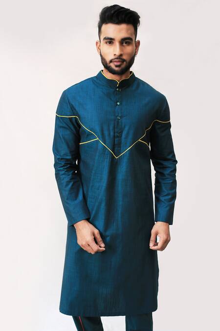 Kaha_Green Cotton Straight Kurta_Online_at_Aza_Fashions