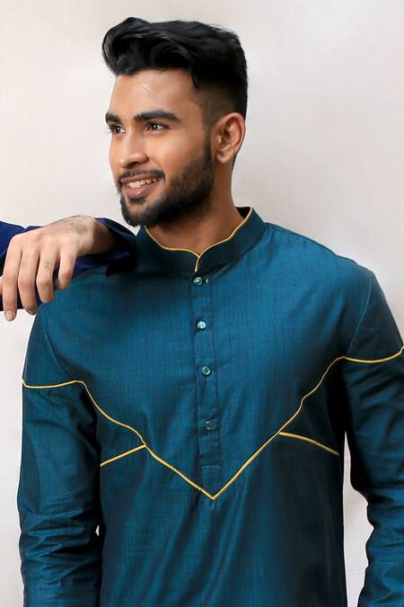Buy_Kaha_Green Cotton Straight Kurta_Online_at_Aza_Fashions