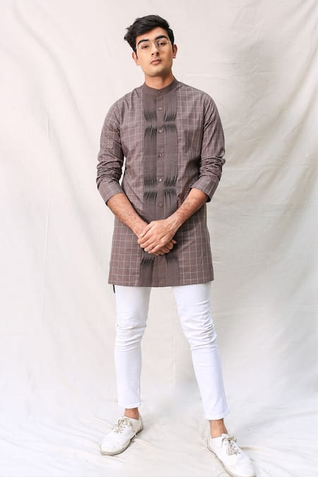 Kaha Pintuck Checkered Kurta 