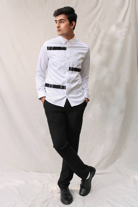 Buy_Kaha_White Cotton Embroidered Shirt_Online_at_Aza_Fashions