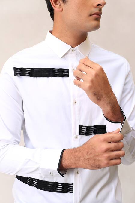 Kaha_White Cotton Embroidered Shirt_at_Aza_Fashions