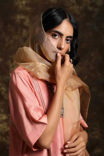 Buy_Kanika Sharma_Pink Silk, Crepe, Organza Embroidery Kurta Set_Online_at_Aza_Fashions