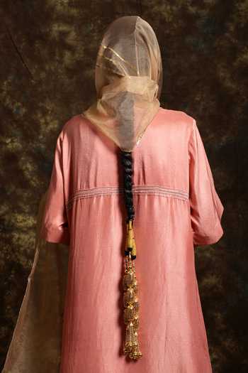 Kanika Sharma_Pink Silk, Crepe, Organza Embroidery Kurta Set_at_Aza_Fashions