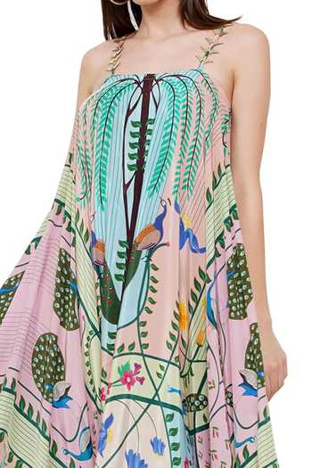 Limerick By Abirr N' Nanki_Blue Crepe Peacock And Floral Print Square Neck Kionaa Maxi Dress_at_Aza_Fashions