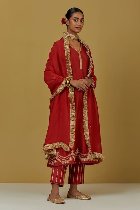 Ikshita Choudhary Chanderi Silk Kurta Pant Set 