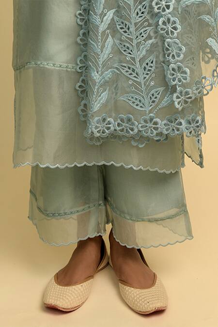 Shop Karishma Khanduja Bareilly Blue Organza Round Kurta Set Online at Aza Fashions Shop_Karishma Khanduja Bareilly_Blue Organza Round Kurta Set _Online_at_Aza_Fashions