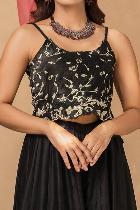 Shop Naaz By Noor Black Cotton, Chanderi And Organza Round Gharara Set Online at Aza Fashions Shop_Naaz By Noor_Black Cotton, Chanderi And Organza Round Gharara Set_Online_at_Aza_Fashions