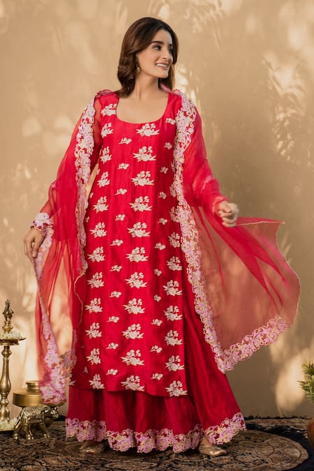 NAAZ BY NOOR Chanderi Kurta Gharara Set 