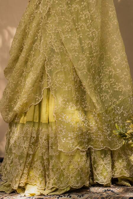 Naaz By Noor_Purple Cotton, Chanderi And Organza Round Lehenga Set _at_Aza_Fashions