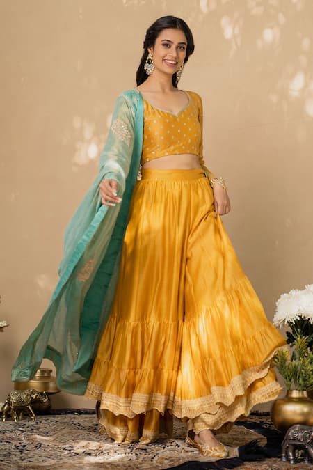 NAAZ BY NOOR Chanderi Sharara Set 