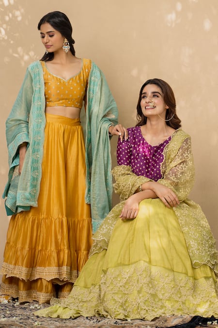 Buy Naaz By Noor Blue Cotton, Chanderi And Organza Leaf Neck Sharara Set Online at Aza Fashions Buy_Naaz By Noor_Blue Cotton, Chanderi And Organza Leaf Neck Sharara Set _Online_at_Aza_Fashions