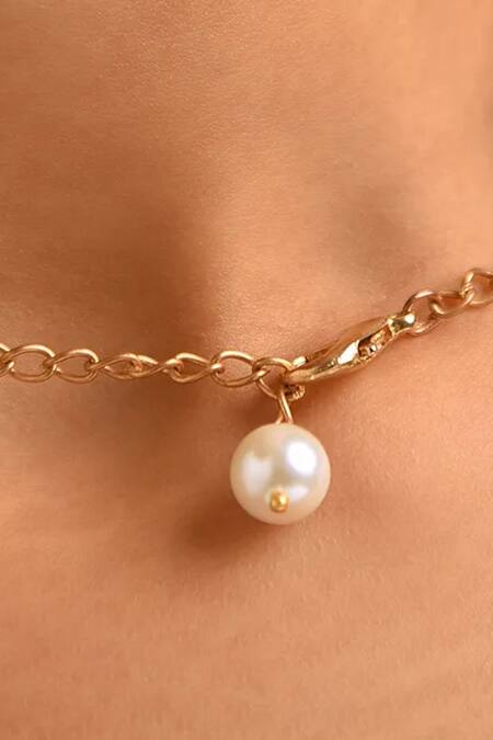 Kastiya Jewels_White Pearl Beaded Choker_at_Aza_Fashions