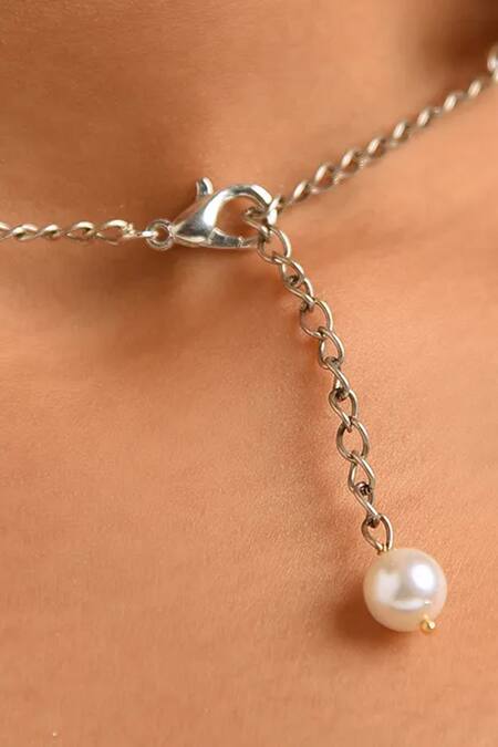 Kastiya Jewels White Tiered Pearl Beaded Choker at Aza Fashions Kastiya Jewels_White Tiered Pearl Beaded Choker_at_Aza_Fashions